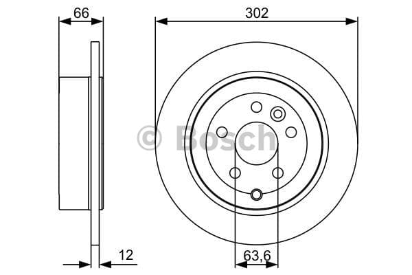 BOSCH disque de frein 0986479518 plein diamètre 302 épaisseur 12 mm 5 trous