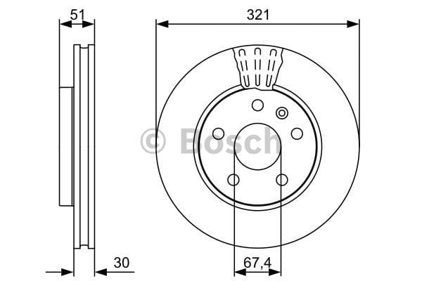 BOSCH disque de frein 0986479544 ventilé diamètre 321 épaisseur 30 mm 5 trous