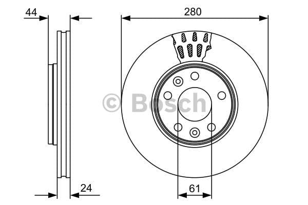 BOSCH Bremsscheibe 0986479555 belüftet Durchmesser 280 Stärke 24 mm 5 Bohrungen