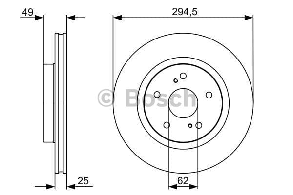 BOSCH Bremsscheibe 0986479559 belüftet Durchmesser 294 Stärke 25 mm 5 Bohrungen