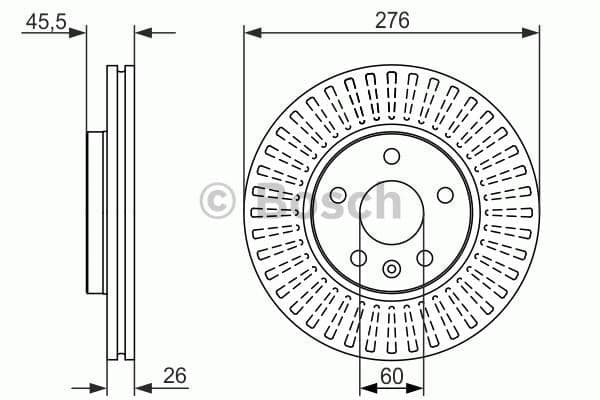 BOSCH disque de frein 0986479643 ventilé diamètre 276 épaisseur 26 mm 5 trous