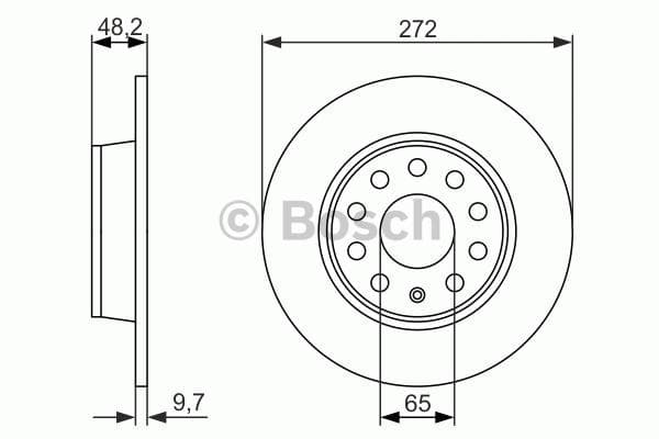 BOSCH disque de frein 0986479677 plein diamètre 272 épaisseur 10 mm 9 trous