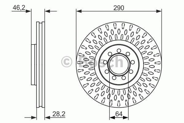 BOSCH disque de frein 0986479718 ventilé diamètre 290 épaisseur 28 mm 9 trous