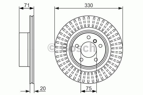 BOSCH disque de frein 0986479727 ventilé diamètre 330 épaisseur 20 mm 5 trous
