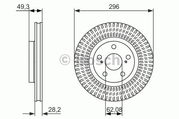 BOSCH disque de frein 0986479768 ventilé diamètre 296 épaisseur 28 mm 5 trous
