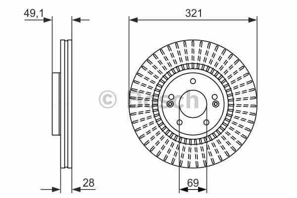BOSCH disque de frein 0986479786 ventilé diamètre 321 épaisseur 28 mm 5 trous