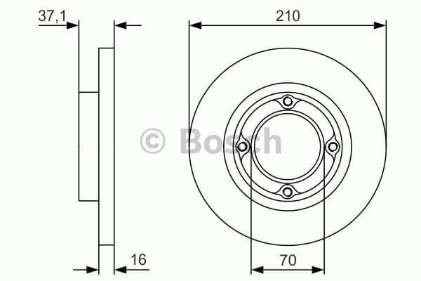 BOSCH Bremsscheibe 0986479U96 voll Durchmesser 210 Stärke 16 mm 4 Bohrungen