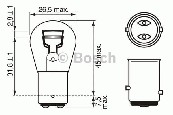 BOSCH 1987302202 Blinkerlampe P21/5W 12 V 21/5 W BAY15d