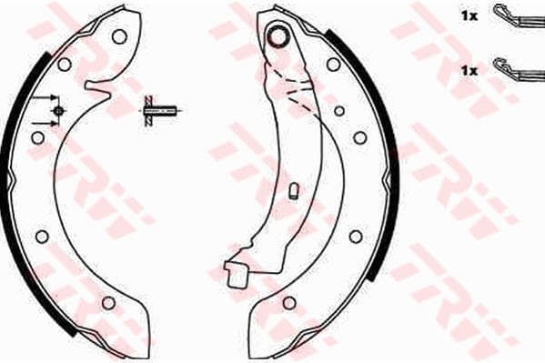 TRW Bremsbackensatz GS8620 fuer Trommelbremse Durchmesser 228 mm 42 mm TRW E1 90R 01195/089