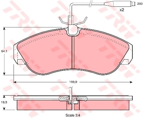 TRW plaquettes de frein GDB1106 159,9x64,1 épaisseur 19,5 mm avec témoin