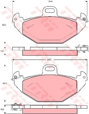 TRW Bremsbeläge GDB1353 126x63 Stärke 14,5 mm für Warnkontakt