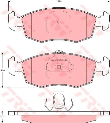 TRW plaquettes de frein GDB1383 151,3x52,5 épaisseur 17,8 mm prévu témoin