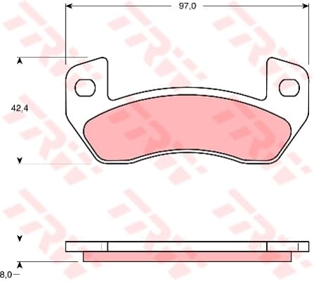 TRW Bremsbeläge GDB1680 97x42,4 Stärke 8 mm für Warnkontakt
