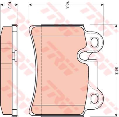 TRW Bremsbeläge GDB1722 86,8x70,3 Stärke 16,3 mm für Warnkontakt