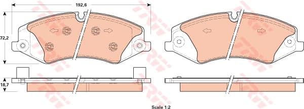 TRW Bremsbeläge GDB1898 192,6x72,2 Stärke 18,7 mm für Warnkontakt