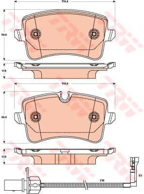 TRW plaquettes de frein GDB1902 avec témoin pour système de freinage auto