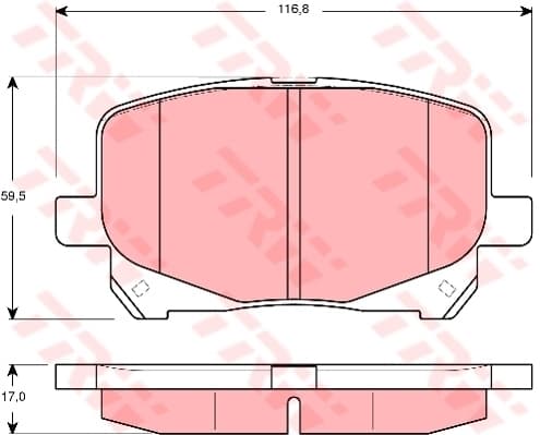 TRW Bremsbeläge GDB3248 116,8x59,5 Stärke 17 mm für Warnkontakt
