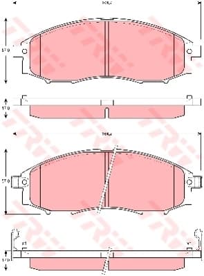 TRW Bremsbeläge GDB3340 164,2x57 Stärke 17 mm mit akustischer Warnung