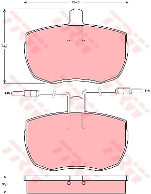 TRW plaquettes de frein GDB342 104,9x74,7 épaisseur 18 mm avec témoin