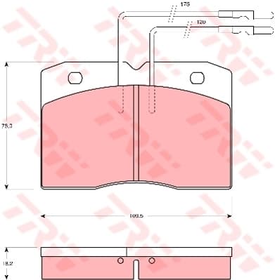 TRW Bremsbeläge GDB343 109,5x73 Stärke 18,2 mm mit Warnkontakt