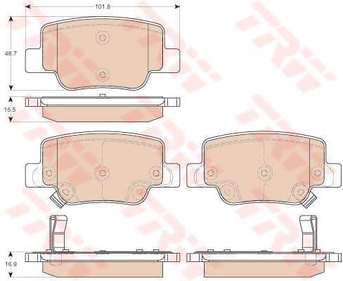 TRW plaquettes de frein GDB3547 101,8x48,7 mm avec témoin sonore