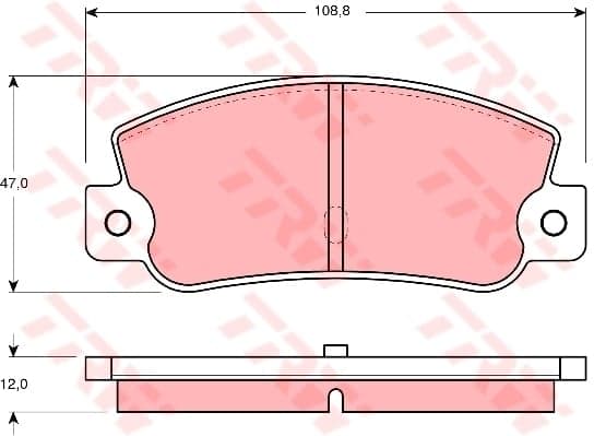 TRW plaquettes de frein GDB360 108,8x47 épaisseur 12 mm prévu témoin