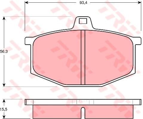 TRW Bremsbeläge GDB405 93,4x56,3 Stärke 15,5 mm für Warnkontakt