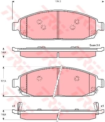 TRW plaquettes de frein GDB4136 176x57,3 épaisseur 18,8 mm avec témoin sonore