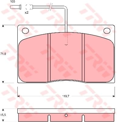 TRW Bremsbeläge GDB443 119,7x71 Stärke 15,5 mm mit Warnkontakt