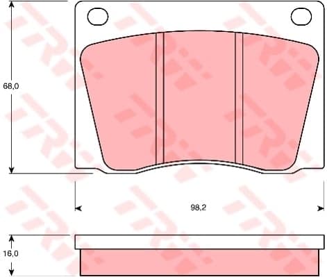 TRW Bremsbeläge GDB531 98,2x68 Stärke 16 mm für Warnkontakt