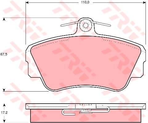 TRW Bremsbeläge GDB812 110x67,5 Stärke 17,2 mm für Warnkontakt