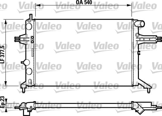 VALEO Motorkuehler 732795 540x378x23 mm Aluminium