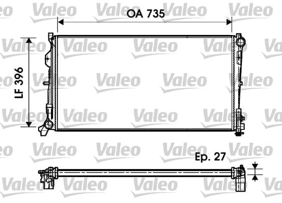 VALEO Motorkuehler 732956 735x396x27 mm Aluminium