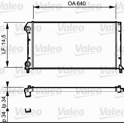 VALEO Motorkuehler 735171 640x415x34 mm Aluminium