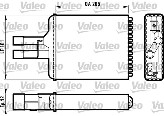 VALEO 812117 radiateur chauffage habitacle longueur faisceau 181 mm