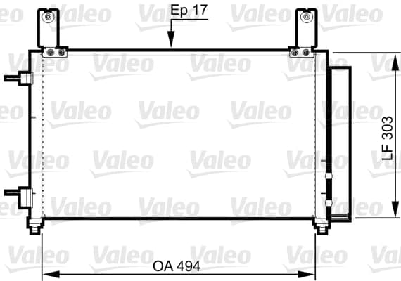 VALEO Kondensator Klimaanlage 814358 303x494x17 mm mit Trockner R 134a Aluminium