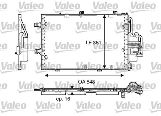 VALEO Condenseur climatisation 817609 381x548x16 mm sans deshydrateur R 134a aluminium