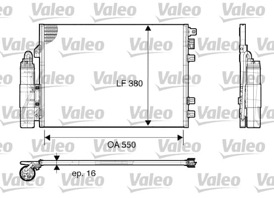VALEO Kondensator Klimaanlage 817661 380x550x16 mm mit Trockner R 134a Aluminium
