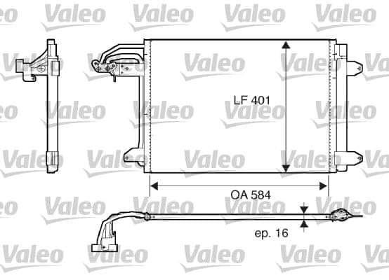 VALEO Kondensator Klimaanlage 817777 400x530x16 mm mit Trockner R 134a Aluminium