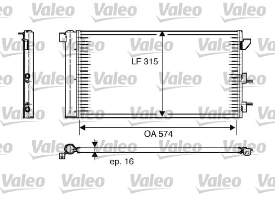 VALEO Kondensator Klimaanlage 818005 312x608x16 mm mit Trockner R 134a Aluminium
