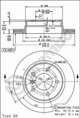 BREMBO Bremsscheibe 09.7727.10 belüftet Durchmesser 276 Stärke 19 mm 5 Bohrungen