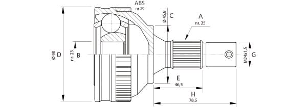 OPEN PARTS Gelenksatz Antriebswelle CVJ5175.10 Vorderachse, Radseite 25/23 Zaehne ABS 29