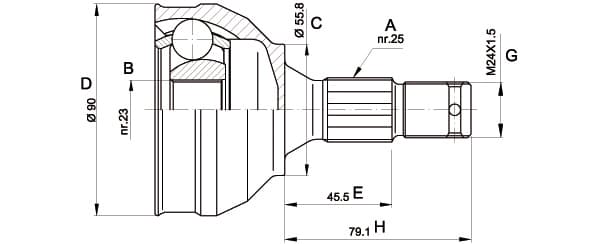 OPEN PARTS Gelenksatz Antriebswelle CVJ5177.10 Vorderachse, Radseite 25/23 Zaehne