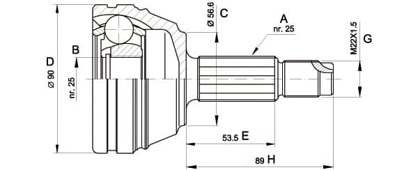 OPEN PARTS Gelenksatz Antriebswelle CVJ5198.10 Vorderachse, Radseite 25/25 Zaehne