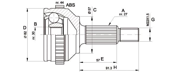 OPEN PARTS Gelenksatz Antriebswelle CVJ5201.10 Vorderachse, Radseite 27/30 Zaehne ABS 44