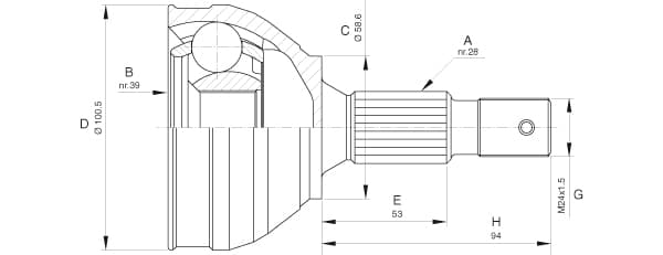 OPEN PARTS Gelenksatz Antriebswelle CVJ5653.10 Vorderachse, Radseite 28/39 Zaehne