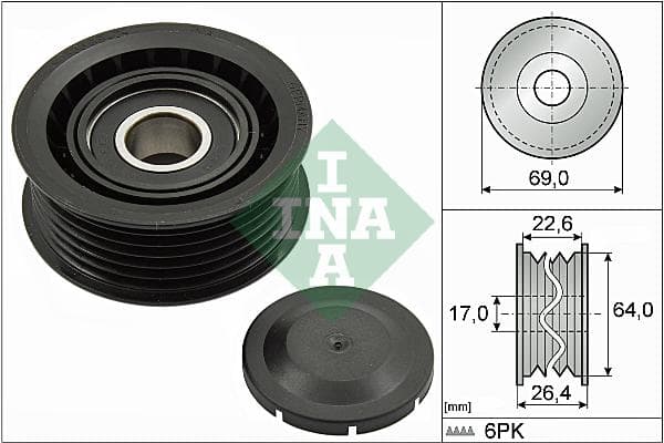 INA Umlenkrolle Keilrippenriemen 532016010 69 mm Breite 26,4 mm 6 Rippen