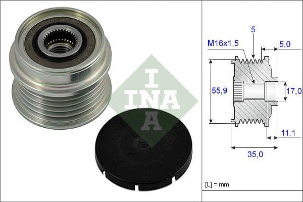 INA 535000510 roue libre alternateur nombre de rainures 5