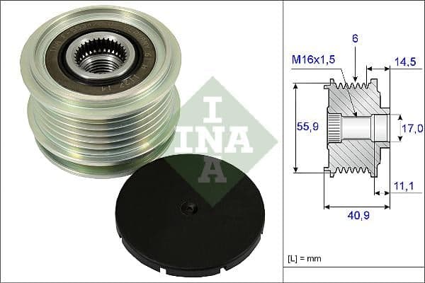 INA 535001210 roue libre alternateur nombre de rainures 6