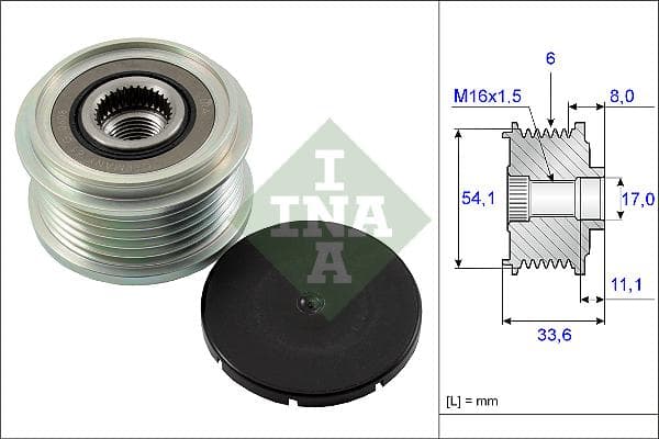 INA 535005910 roue libre alternateur nombre de rainures 6